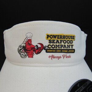 Powerhouse Seafood Company Graphic Logo Men's White Adj Strap Back Visor